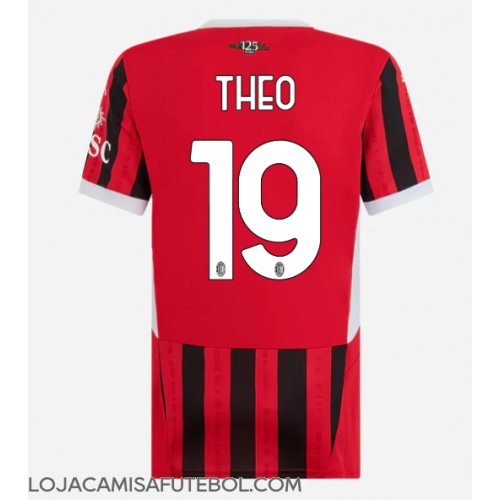 Camisa de Futebol AC Milan Theo Hernandez #19 Equipamento Principal Mulheres 2024-25 Manga Curta